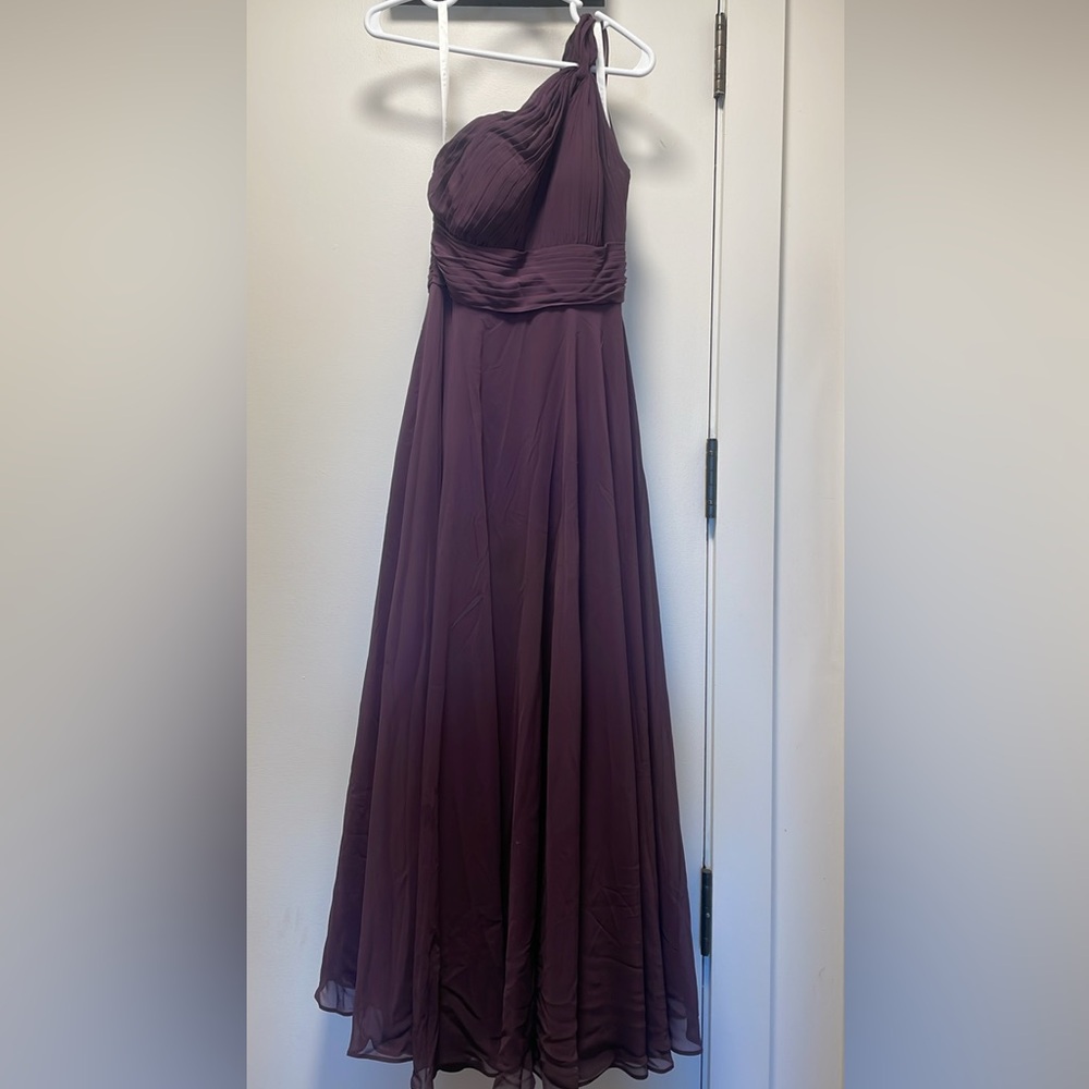 Azazie One-Shoulder Chiffon Evening Dress in Plum